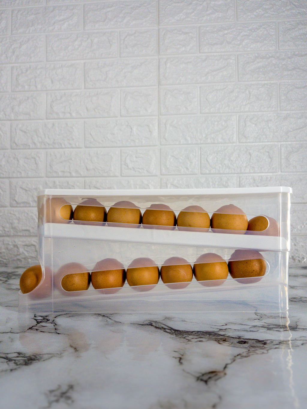 Auto-Rolling Egg Dispenser with Lid