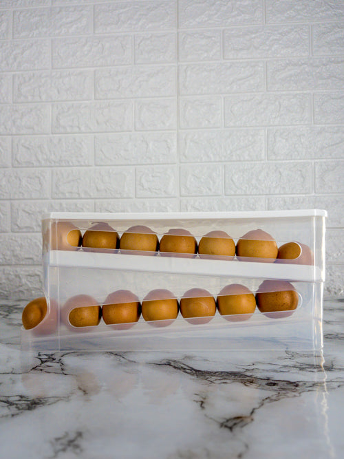 Auto-Rolling Egg Dispenser with Lid