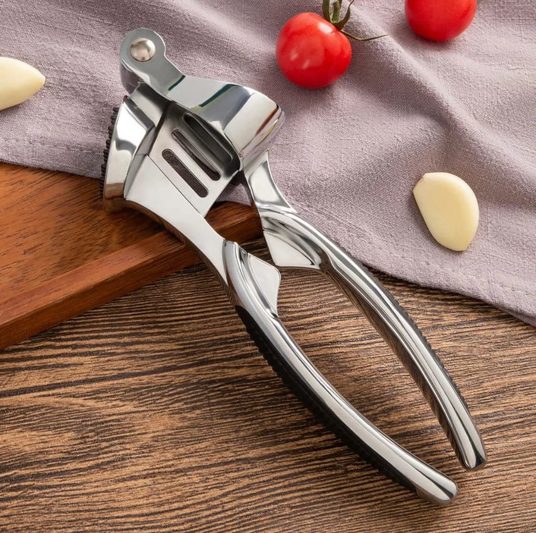 Stainless-Steel Garlic Press